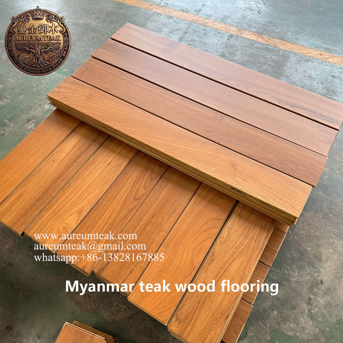 Wholesale Premium 18MM Authentic Burmese Teak Solid Wood Flooring Natural Grain Hardwood Planks