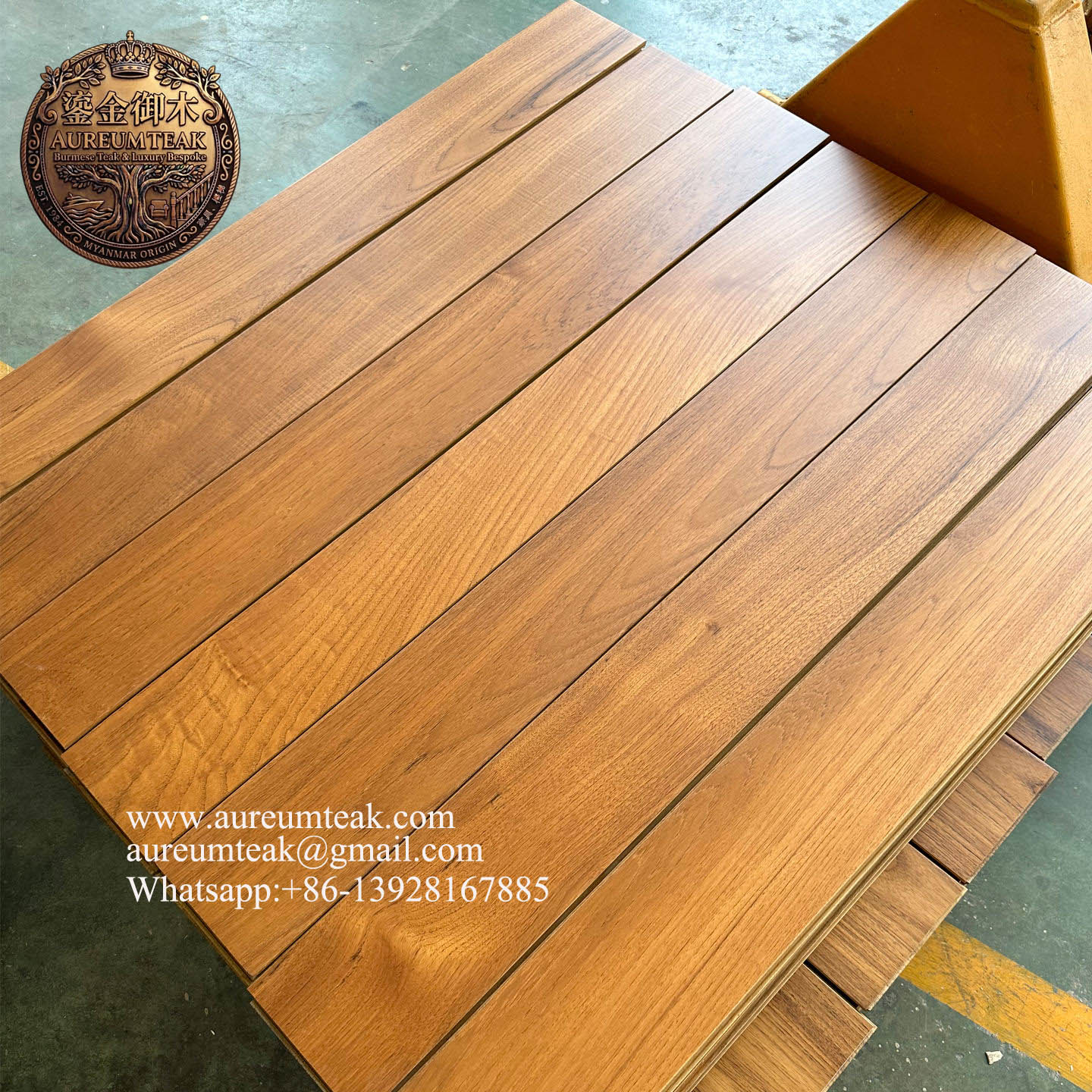 Wholesale Premium 18MM Authentic Burmese Teak Solid Wood Flooring Natural Grain Hardwood Planks